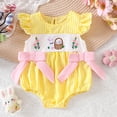 thumbnail image 2 of Hessimy Baby Girl Knit Ruffle Outfit Clothes Ribbed Organic Cotton Solid Color Long Sleeve Romper Clothes(Yellow, 2 of 6