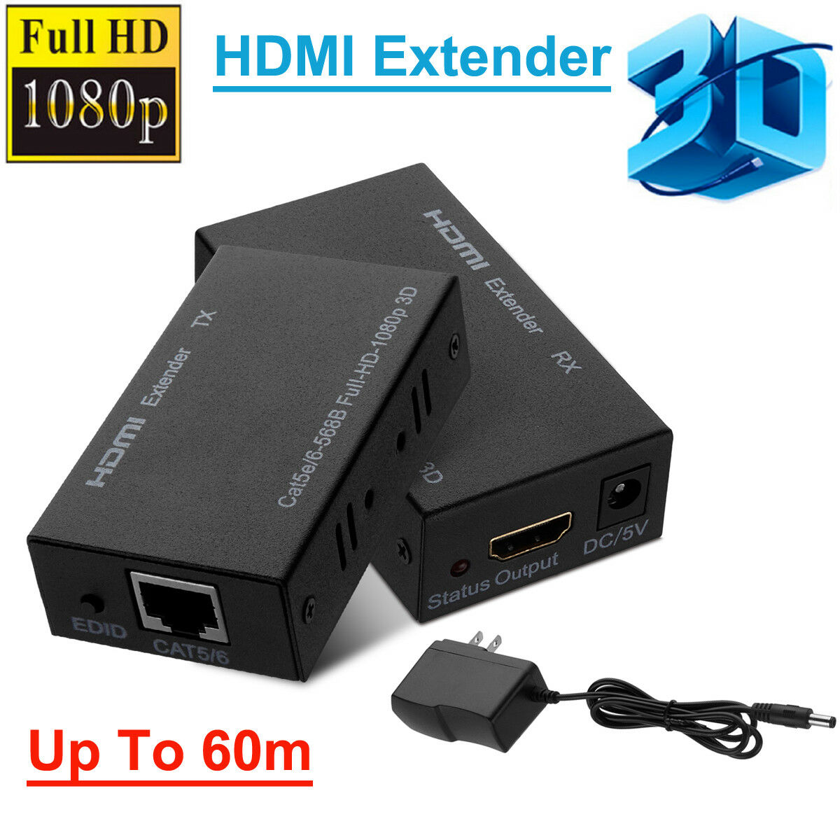FHD 1080P 3D HDMI Network Extender Over Single Cable with CAT5E/6