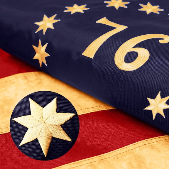G128 Heavy Duty Flag, 2x3 ft, Embroidered Bennington 76 Tea-Stained Historical Flag, Grommets