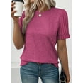 thumbnail image 3 of DOKOTOO Womens Tops Summer Short Sleeve Shirts Casual Crewneck Basic T-Shirts Knit Solid Loose Tee Blouses, 3 of 8