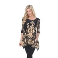 thumbnail image 2 of White Mark Women's Damask Print 3/4 Sleeve Tunic Top, 2 of 4