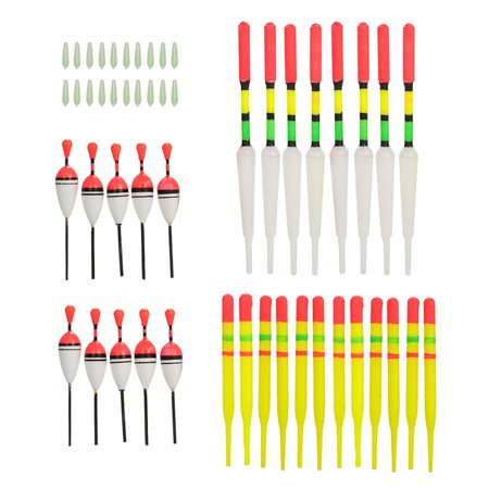 Floating Lantern Rubber - 30pcs Fishing Floats w/ Rubbers Buoyancy Vertical Floater Assorted Shapes Colors Fishing Tackle Float Fishing