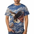 thumbnail image 3 of LAOLIUSN Funny USA Bald Eagle T-Shirt American Flag Style Graphic Tee Shirt，S-4XL, 3 of 7
