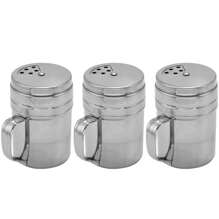

3 Pieces Seasoning with Handle Stainless Steel Spice Shaker Metal Versatile Dredge Shaker with Rotating Cover