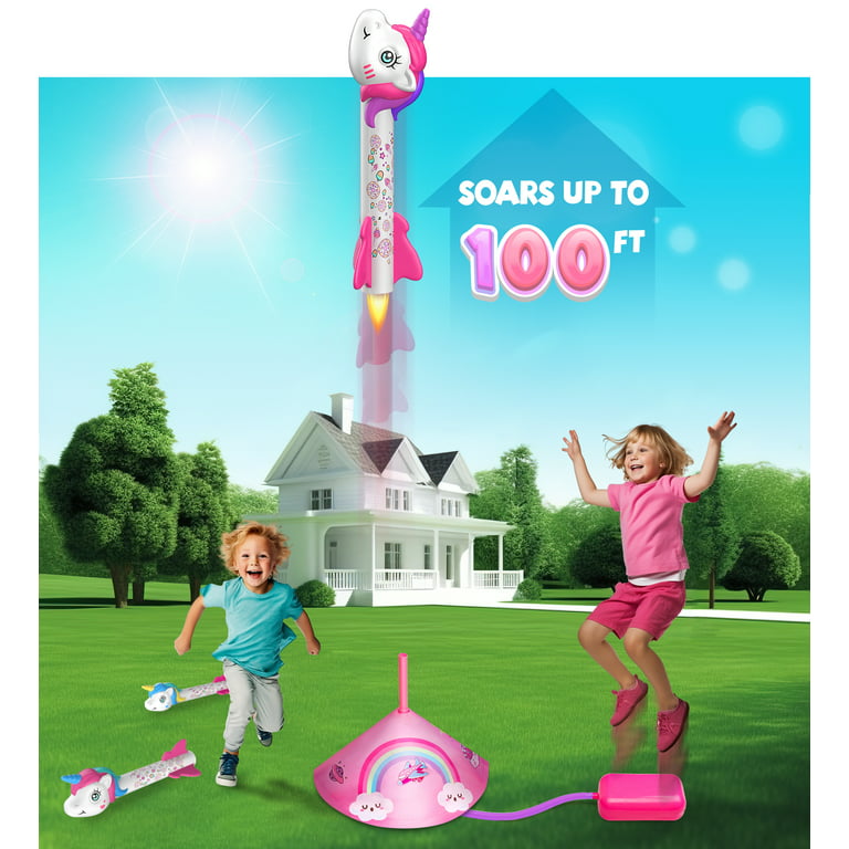 Beefunni Unicorn Toys Rocket Launcher, Premium Outdoor Toy for Kids 3-8,  Safe & Easy to Use, Shoots Rockets Up High, Unique Christmas Gift Toys for 