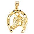 thumbnail image 1 of FB Jewels 14K Yellow Gold Lucky Yellow Gold Horseshoe Pendant 25mm X 23mm, 1 of 1