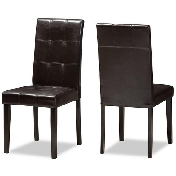 Bowery Hill Faux Leather Dining Side Chair in Brown (Set of 2)