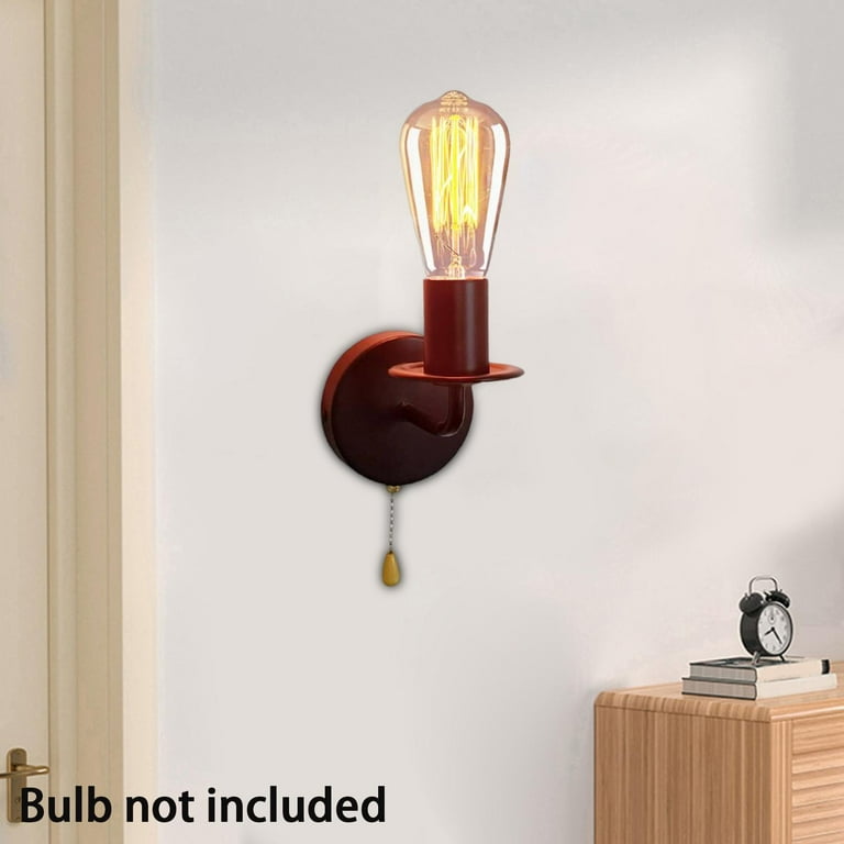 Vintage Wall Sconce Light with Pull Chain Switch Industrial Pull Chain Wall Light Fixture E27 Base for Living Room Bedroom Bathroom Kitchen Hallway
