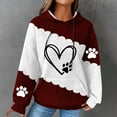 thumbnail image 2 of Hooded Sweatshirt for Womens Cute Dog Paw Heart Print Hoodies with Front Pocket Sweatshirts Color Matching Waffle Knitted Long Sleeve Hooded Sweatshirts, 2 of 4