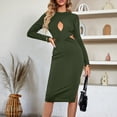 thumbnail image 1 of Vestido Vestido ajustado ahuecado con abertura lateral para mujer vestido midi tipo túnica con cuello redondo traje diario Cgtredaw Verde oscuro T XL para Mujer, 1 of 6
