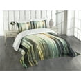 thumbnail image 3 of Ambesonne Nature Quilted Bedspread Set 3 Pcs, Foggy Forest Woods, King Size, Seafoam Dark Brown, 3 of 5
