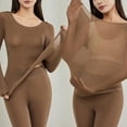 thumbnail image 5 of DuoJiaJ Women's Crewneck Long Thin Thermal Underwear Top & Bottom Set Warm Underwear For Women Brown L, 5 of 5