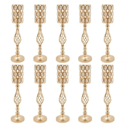 10pc 24" Tall Gold Iron Flower Vases Crystal Beaded Vases Table Centerpieces Party Wedding Decor