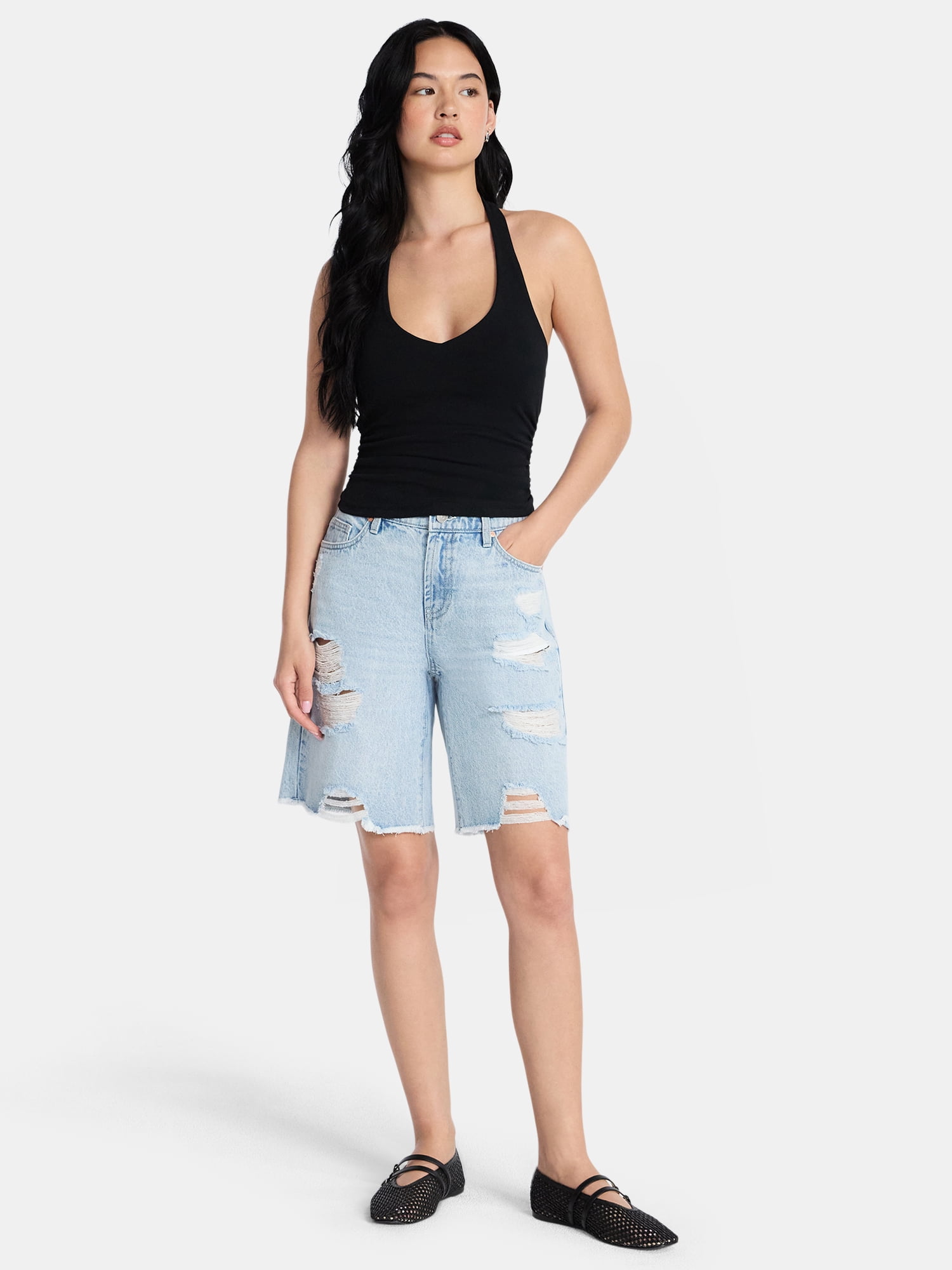 Madden NYC Women’s Distressed Cotton Jorts, Sizes XXS-XXL