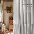 Farmhouse Shower Curtain Ruffle Linen Cream-Grey Stripe 72