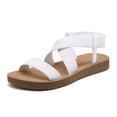 thumbnail image 1 of Sandalia DREAM PAIRS ELENA Blanca con Tira Elástica en el Tobillo y Suela Plana, 1 of 5