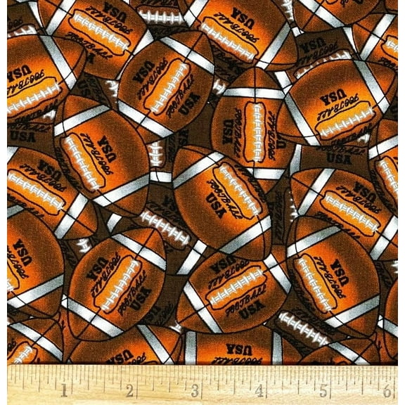 1 Fat Quarter - Football Sports Cotton Fabric - 21" X 18"