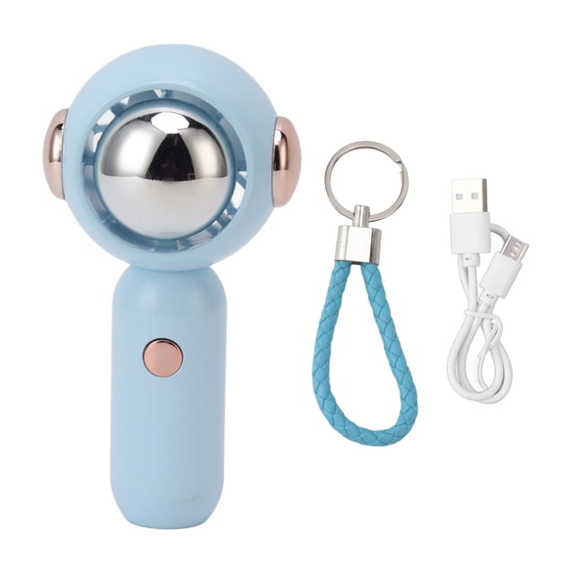 Ventilador de mano con forma de astronauta, mini puerto USB, ahorro de energía, ventilador portátil ligero y de poco ruido para viajes, color azul