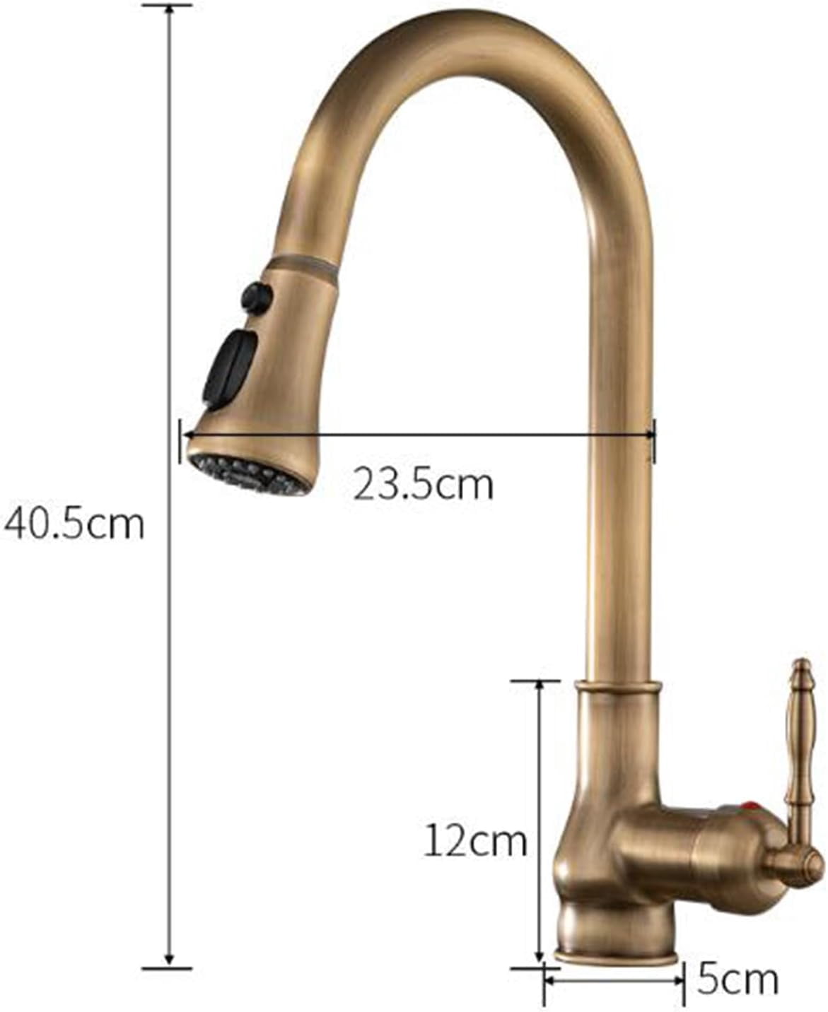 Kitchen Faucets with Pull Out Spray Antique Brass Kitchen Faucet 360° Swivel Hot and Cold Water Sink Faucet