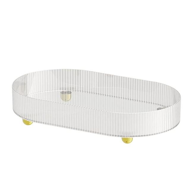 Bandeja de servicio de doble capa, bandeja de comida, organizador de maquillaje multiusos, bandejas de mesa de centro antideslizantes, rectángulo Claro Macarena Bandeja de servir