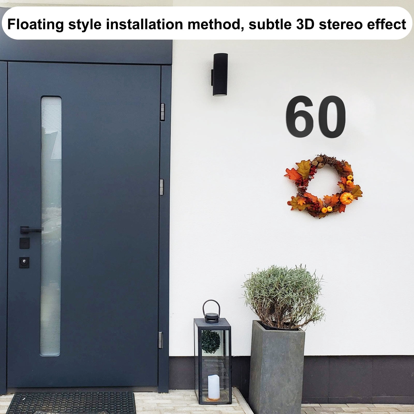 Uxcell 1-Pack Modern Floating House Numbers for Outside, 8 Inch Stainless Steel Matte Black Large Address Number [Digit 6]