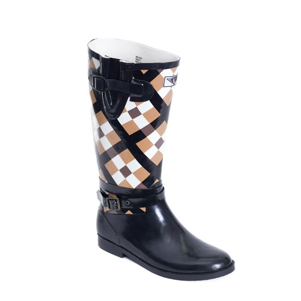 plaid rain boots