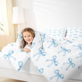 thumbnail image 4 of Homewish Princess Blue Bowknot Bedding Comforter Set for Kids, Cartoon Cute Ribbon Twin Comforter Sets, Bow-tie Theme Reversible Bedding Set, Breathable Home Decor, 2pcs, 4 of 8