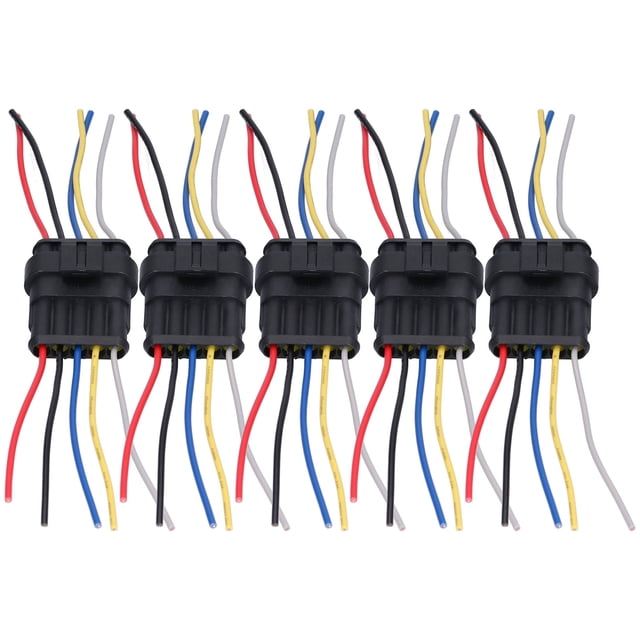 Wire Pin Connector, Waterproof 5Pcs Electrical Connector For Ships 1P Black,1P Red,2P,3P,4P,5P,6P