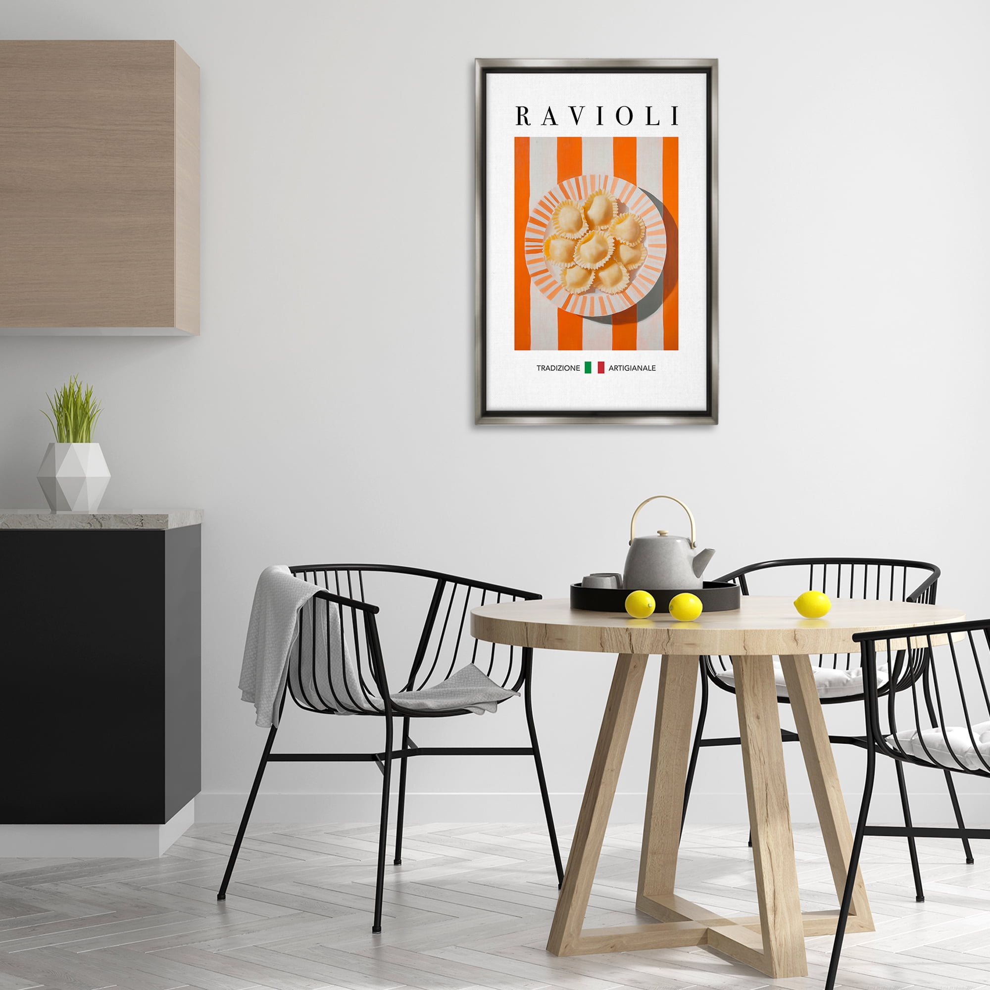 Stupell Industries Traditional Ravioli Pasta Food & Beverage Painting Gray Floater Framed Canvas Art Print Wall Art, 21 x 31