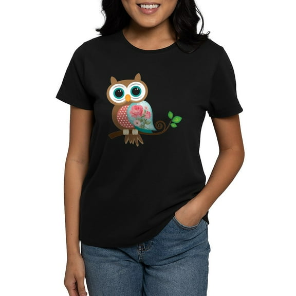 CafePress - Vintage Owl T Shirt - Women's Traditional Fit Dark T-Shirt
