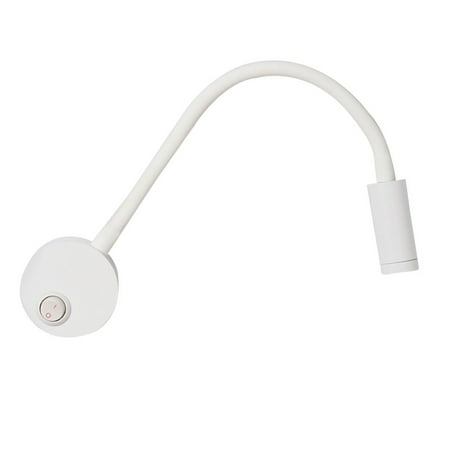 

3W Flexible LED Gooseneck Bedside Reading Light Plug in Wall Light Cylinder with Sheath No Line(White)