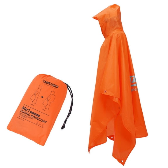 3 in 1 Hooded Rain Poncho with Sleeves Water Resistant Cover for Motorcycle Camping Hiking Travel Use