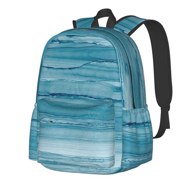 Disketp Teal Turquoise Fluid Stripes Mochila Escolar de Gran Capacidad y Peso Ligero, Mochila de Viaje Ideal para Escuela, Trabajo y Uso Diario, Cómoda y con Estilo