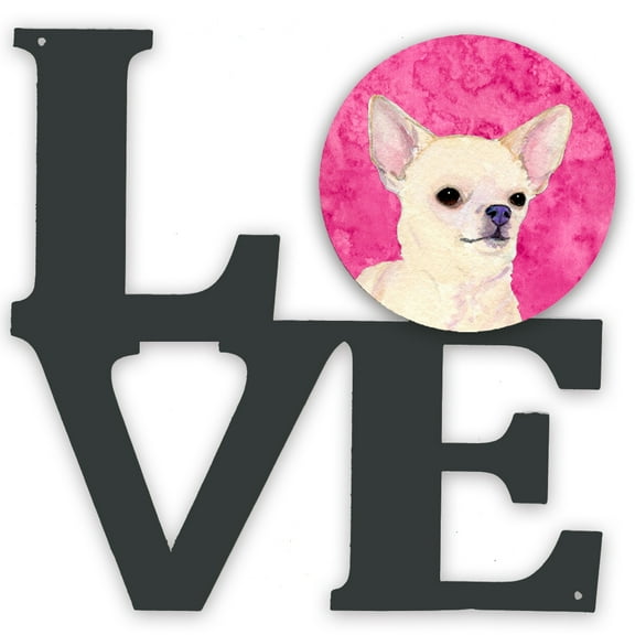 Pink Chihuahua Metal Wall Artwork LOVE