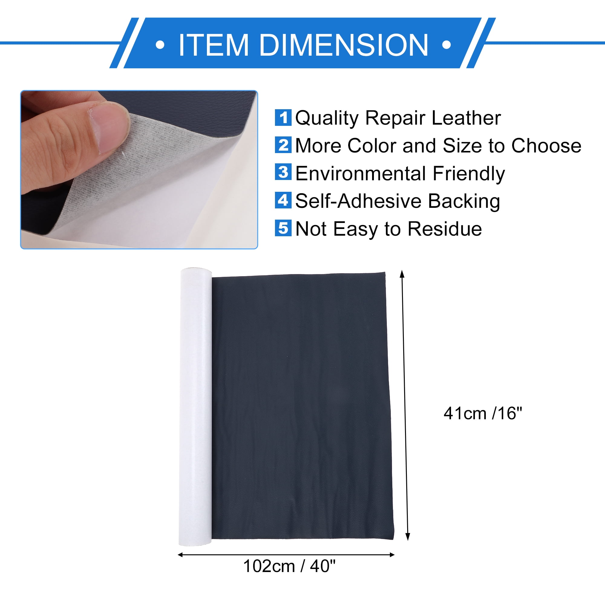 Unique Bargains Self Adhesive Leather Repair Patch Leather Repair Tape for Automotive Car Seat Sofa Couches Chair Interior Trim Dark Blue 40" x 16"