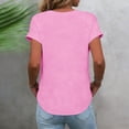 thumbnail image 5 of ClodeEU Women's V Neck Short Sleeve Embroidered Blouse,Casual Loose Fit Button Top Pink,Women's Plus XXXL, 5 of 7