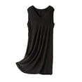 thumbnail image 2 of YHAJDS Winter Casual Pajama Suits For Women,Sleepwear For Women Nightgown Solid Color V Neck Sleeveless Drawstring Loose Fit Mid Length Nightgown, 2 of 5
