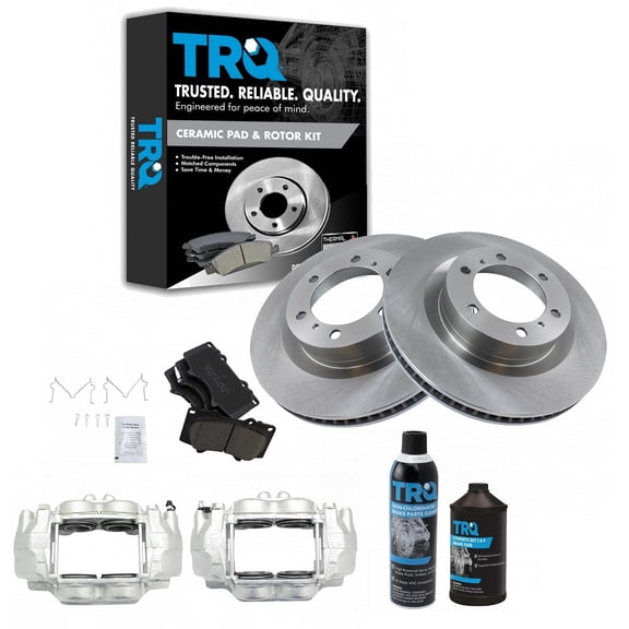 TRQ Front Ceramic Disc Brake Pads Rotors & Calipers Kit for GX460 4Runner BKA19176 Fits select: 2010-2015 TOYOTA 4RUNNER, 2010-2015 LEXUS GX
