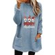 thumbnail image 1 of Gibobby Sudadera Grande Sra. Ocio Forro polar de felpa con bolsillo y manga larga con cuello Rojoondo y estampado navideño (Azul, L), 1 of 3