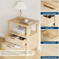 thumbnail image 5 of Rattan Nightstands Set of 2, Large Nightstands with Drawers and Storage Shelf, Farmhouse Bedside Table, Wood Bed Side Tables End Table for Bedroom Living Room, Natural, 5 of 8