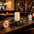 thumbnail image 5 of UNLLLL Mini Candle Ring Wreath, Artificial Greenery Christmas Table Centerpiece, Plastic Garland for Candles 3 to 4 Inch, for Mantel Shelf and Holiday Table Decor, B, 5 of 7