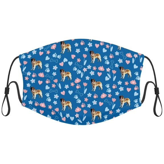 Cute Leonberger Dog Graphic Printed Cloth Face Masks Reusable Washable Adjustable for Adults (5 PCS)