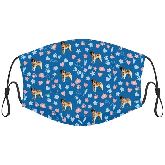Cute Leonberger Dog Graphic Printed Cloth Face Masks Reusable Washable Adjustable for Adults (5 PCS)