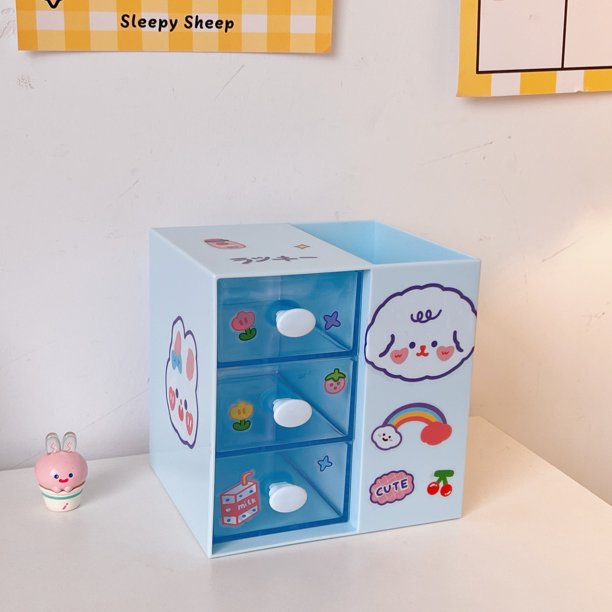 Contenedores de bolígrafos de escritorio en la nube, estilo papelería para estudiantes, caja de almacenamiento con múltiples compartimentos y cajones, caja de almacenamiento multifuncional para