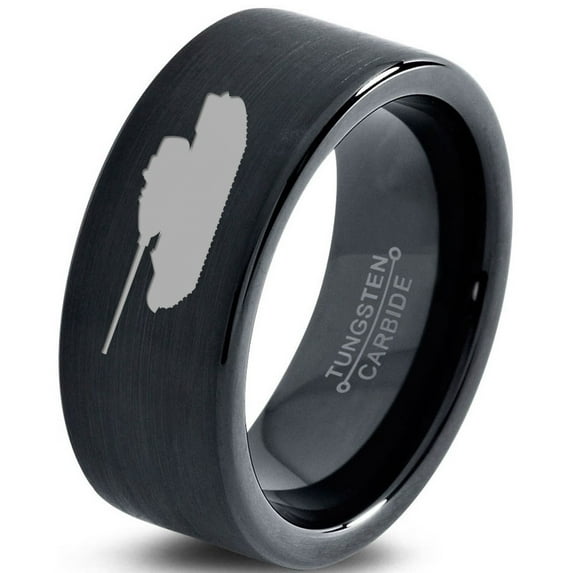 Tungsten Battlefield Military Tank Band Ring 9mm Men Women Comfort Fit Black Flat Cut Brushed Polished