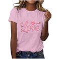 thumbnail image 5 of VKOYWKM Women's Heart Print Tees Valentines Day T-Shirts Short Sleeve Loose Fit Holiday Tops Spring T-Shirt Casual Crew Neck Romantic Valentine T-Shirts, 5 of 6