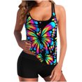 thumbnail image 2 of Acyse 2025 Womens Bikinis Clearance Juniors Tie Dyed Split Flat Corner Pants Swimsuit Split Swimsuit Set, 2 of 3
