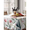 thumbnail image 6 of Easter Table Cloth, Waterproof Tablecloth for Rectangle Tables, Spring Flowers Wreath Rabbit Budding Florals Reusable Washable Fabric Table Cover for Restaurant Kitchen Dining Tables 60"x102", 6 of 9