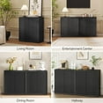 thumbnail image 5 of 31” Sideboard Cabinet with Storage, Fluted Accent Cabinet with Adjustable Shelves, Modern Wood Credenza Cabinets with Pop-up Doors for Entryway Kitchen Living Room Hallway, Black, 5 of 8