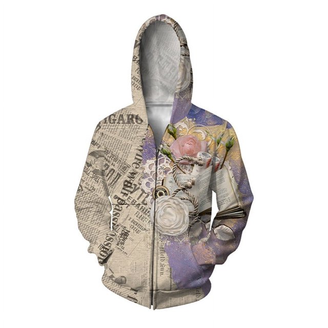 Sudadera con capucha y estampado 3D de mariposa y ángel para hombre, con estampado de flores, hojas y libros, cómoda y holgada con cremallera.